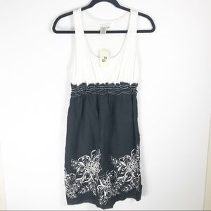 Max Studio Tank Black White Embroidered Dress M